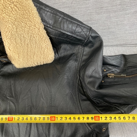 Danier Leather Bomber Jacket Black Men’s XL Shearling Collar - Picture 6 of 7